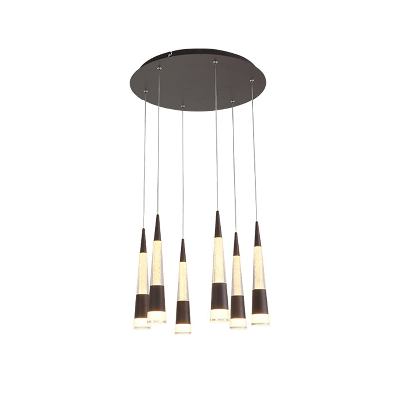 Modern Style Draping Multi Hanging Light Height Adjustable Aluminum 6 Bulbs Dining Room LED Pendant Lighting in Black/Gold Clearhalo 'Ceiling Lights' 'Modern Pendants' 'Modern' 'Pendant Lights' 'Pendants' Lighting' 1460417