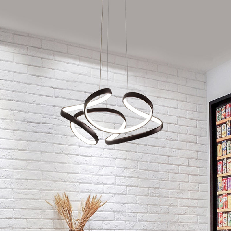 18"/19.5" W Minimalist LED Hanging Light Acrylic Gold/Coffee Seamless Curves Chandelier Pendant Light in Warm/White Light Coffee Clearhalo 'Ceiling Lights' 'Chandeliers' 'Modern Chandeliers' 'Modern' Lighting' 1460461