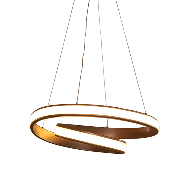 Simple LED Hanging Lamp Silica Gel Coffee Curl Ceiling Chandelier in Warm/White Light, 23/31.5 Inches Width Clearhalo 'Ceiling Lights' 'Chandeliers' 'Modern Chandeliers' 'Modern' Lighting' 1460482