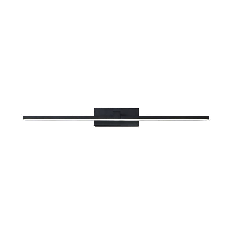 Iron Stick Vanity Mirror Light Simplicity Black/White LED Wall Mounted Lamp for Bathroom, 16/19.5/23.5 Inch Long Clearhalo 'Modern wall lights' 'Modern' 'Vanity Lights' 'Wall Lights' Lighting' 1460503