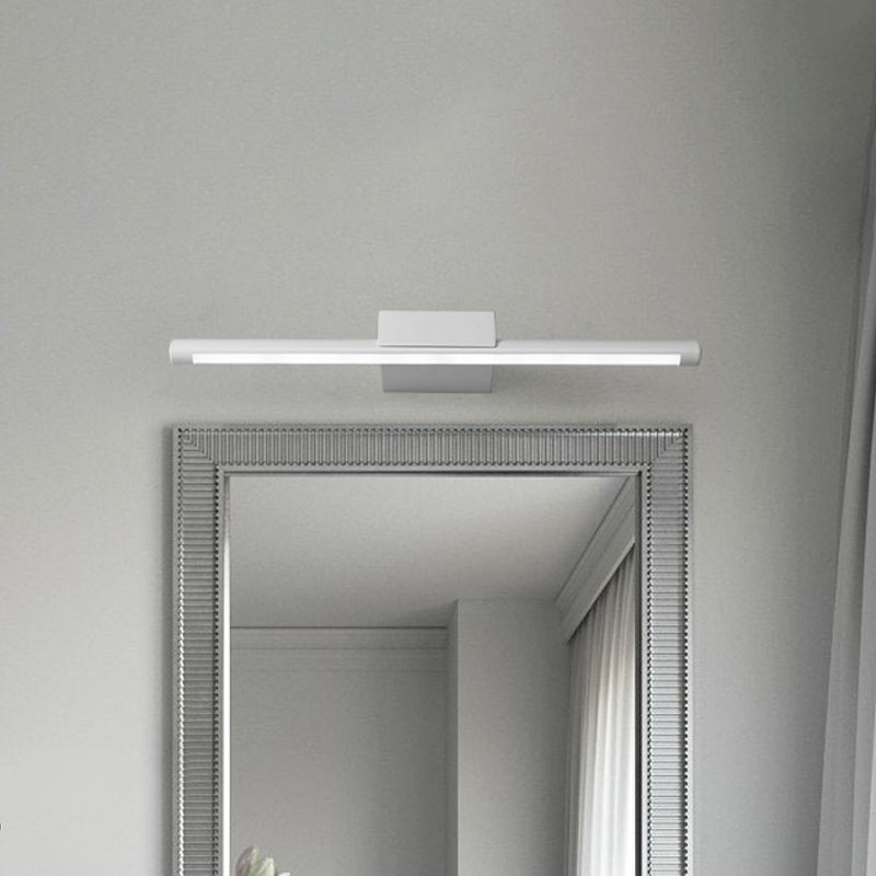 Pole Vanity Lighting Simplicity Metal White LED Wall Mount Light in Warm/White Light, 16"/19.5"/23.5" Length White Clearhalo 'Cast Iron' 'Glass' 'Industrial' 'Modern wall lights' 'Modern' 'Tiffany' 'Traditional wall lights' 'Vanity Lights' 'Wall Lights' Lighting' 1460519
