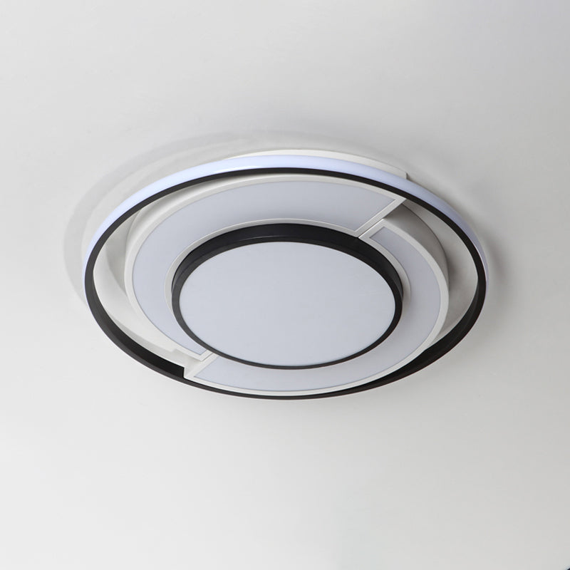 Modern Spliced Round Thin Ceiling Lamp Acrylic Bedroom 16.5/20.5 Inches Wide LED Flush Mounted Light in Black-White Clearhalo 'Ceiling Lights' 'Close To Ceiling Lights' 'Close to ceiling' 'Flush mount' Lighting' 1460592
