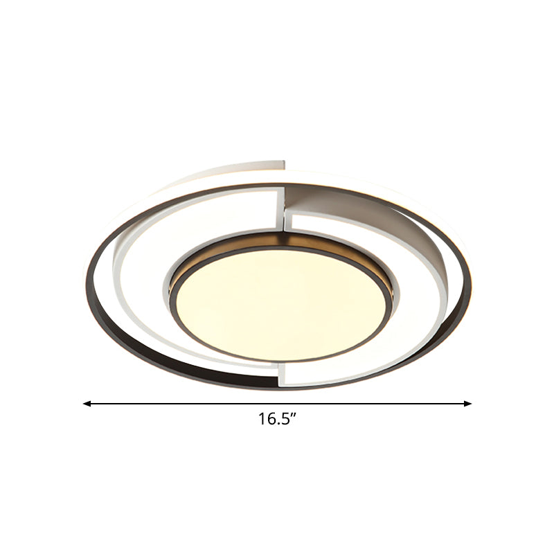 Modern Spliced Round Thin Ceiling Lamp Acrylic Bedroom 16.5/20.5 Inches Wide LED Flush Mounted Light in Black-White Clearhalo 'Ceiling Lights' 'Close To Ceiling Lights' 'Close to ceiling' 'Flush mount' Lighting' 1460593