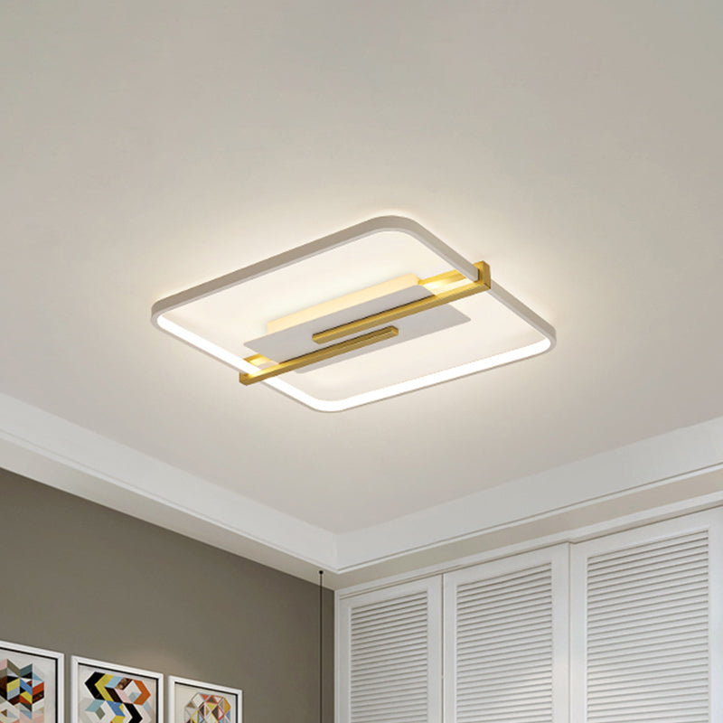 LED Bedroom Flush-Mount Light Fixture Minimalist Black/White and Gold Ceiling Lamp with Square Acrylic Frame Clearhalo 'Ceiling Lights' 'Close To Ceiling Lights' 'Close to ceiling' 'Flush mount' Lighting' 1460611