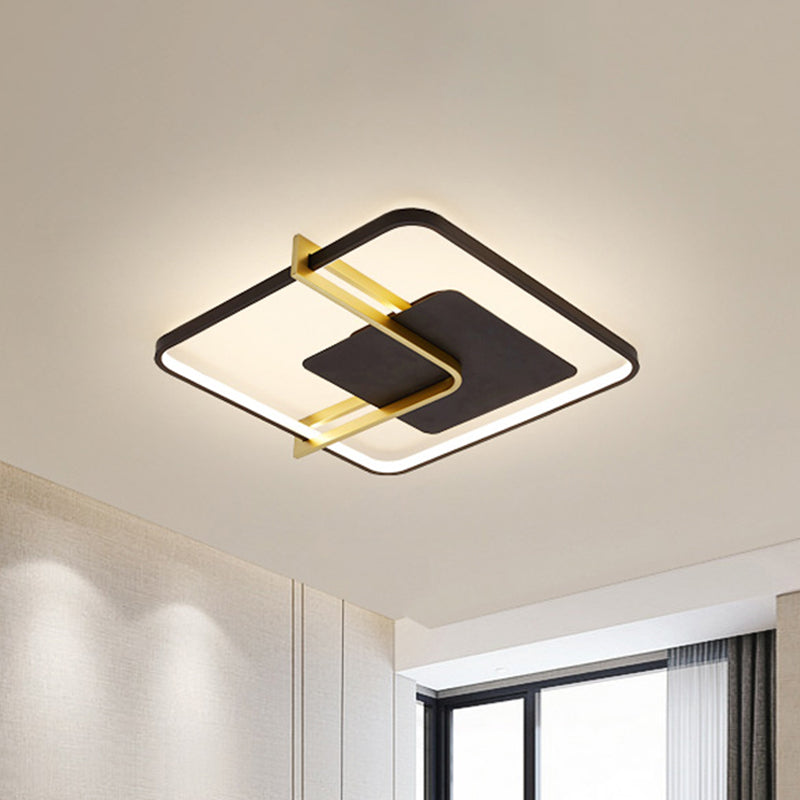 Squared Thin Ceiling Flushmount Lamp Minimalism Acrylic Black/White-Gold LED Flush Light Fixture with Right Angle Curve Clearhalo 'Ceiling Lights' 'Close To Ceiling Lights' 'Close to ceiling' 'Flush mount' Lighting' 1460616