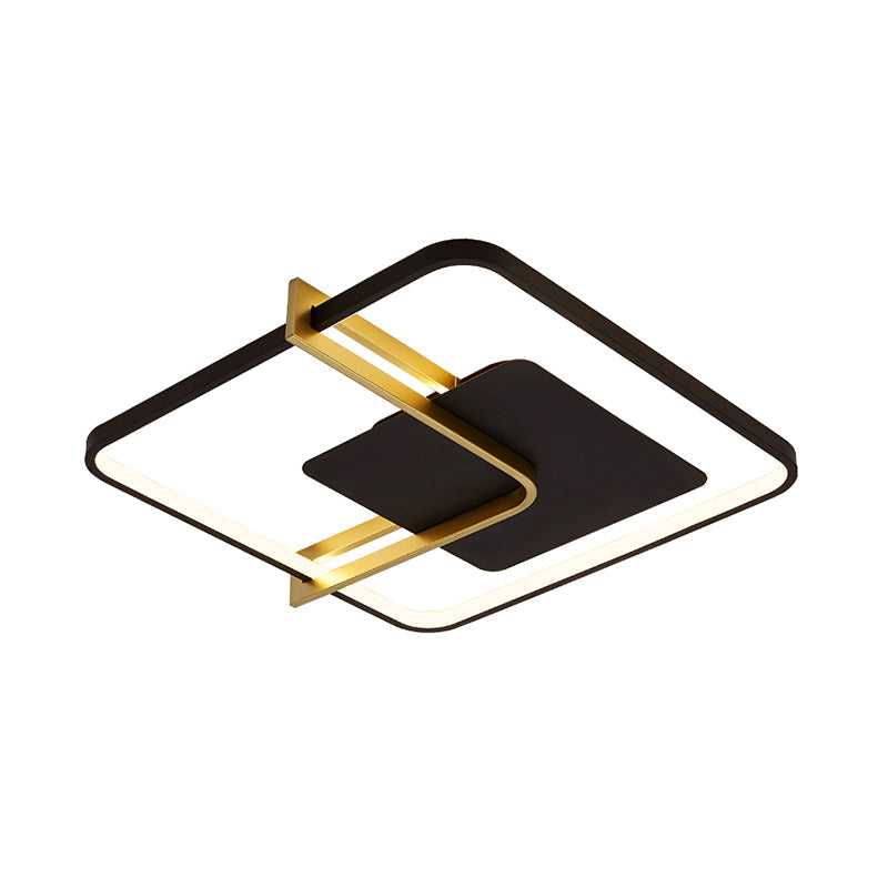 Squared Thin Ceiling Flushmount Lamp Minimalism Acrylic Black/White-Gold LED Flush Light Fixture with Right Angle Curve Clearhalo 'Ceiling Lights' 'Close To Ceiling Lights' 'Close to ceiling' 'Flush mount' Lighting' 1460617