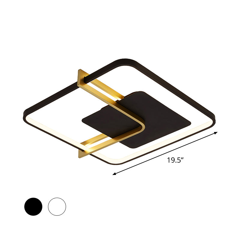 Squared Thin Ceiling Flushmount Lamp Minimalism Acrylic Black/White-Gold LED Flush Light Fixture with Right Angle Curve Clearhalo 'Ceiling Lights' 'Close To Ceiling Lights' 'Close to ceiling' 'Flush mount' Lighting' 1460618