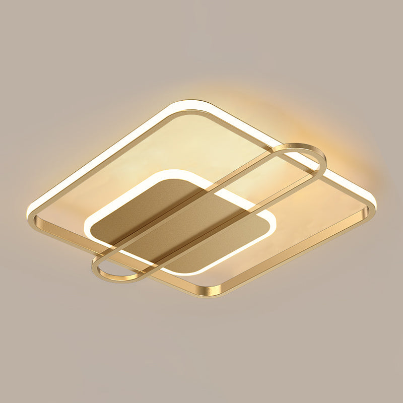 Square and Oblong Thin Ceiling Fixture Simplicity Aluminum Bedroom LED Flush Mount Lighting in Black/White/Gold, 16.5/20.5 Inch Width Clearhalo 'Ceiling Lights' 'Close To Ceiling Lights' 'Close to ceiling' 'Flush mount' Lighting' 1460626