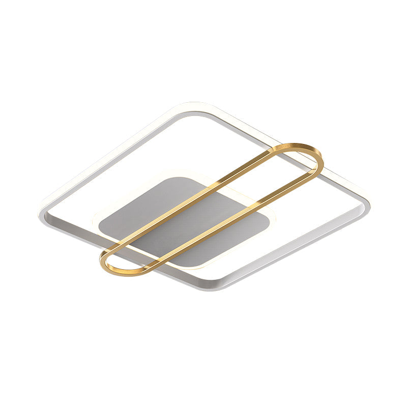 Square and Oblong Thin Ceiling Fixture Simplicity Aluminum Bedroom LED Flush Mount Lighting in Black/White/Gold, 16.5/20.5 Inch Width Clearhalo 'Ceiling Lights' 'Close To Ceiling Lights' 'Close to ceiling' 'Flush mount' Lighting' 1460635