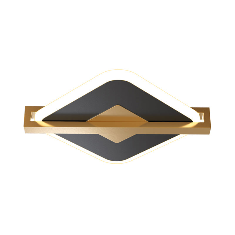 Black/White-Gold Rhombus Thin Flushmount Vintage Acrylic LED Ceiling Mount Light with Frame Guard Clearhalo 'Ceiling Lights' 'Close To Ceiling Lights' 'Close to ceiling' 'Flush mount' Lighting' 1460653