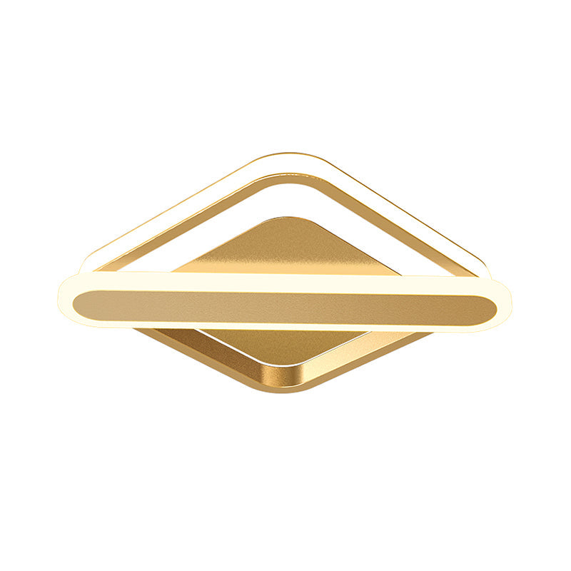 Rhombus-Oblong Foyer Flush Light Iron Modernism LED Ceiling Mounted Lighting Fixture in Black/Gold/White Clearhalo 'Ceiling Lights' 'Close To Ceiling Lights' 'Close to ceiling' 'Flush mount' Lighting' 1460662