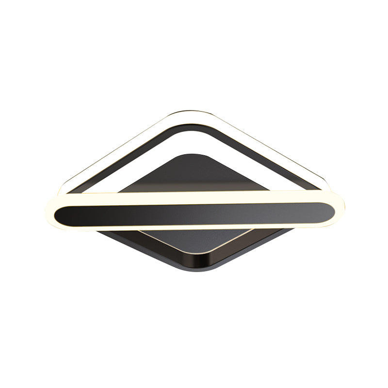Rhombus-Oblong Foyer Flush Light Iron Modernism LED Ceiling Mounted Lighting Fixture in Black/Gold/White Clearhalo 'Ceiling Lights' 'Close To Ceiling Lights' 'Close to ceiling' 'Flush mount' Lighting' 1460667