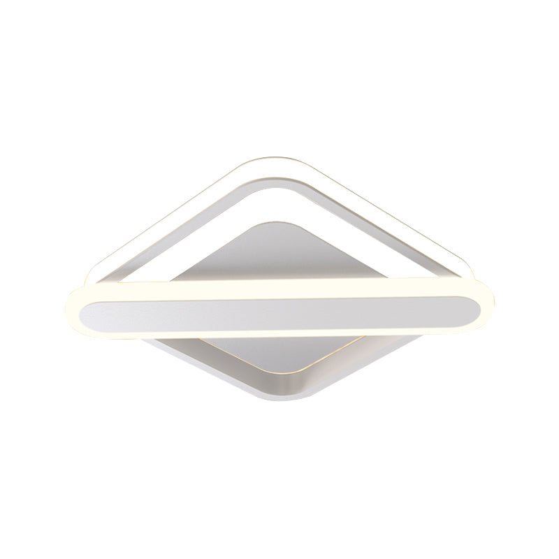 Rhombus-Oblong Foyer Flush Light Iron Modernism LED Ceiling Mounted Lighting Fixture in Black/Gold/White Clearhalo 'Ceiling Lights' 'Close To Ceiling Lights' 'Close to ceiling' 'Flush mount' Lighting' 1460671