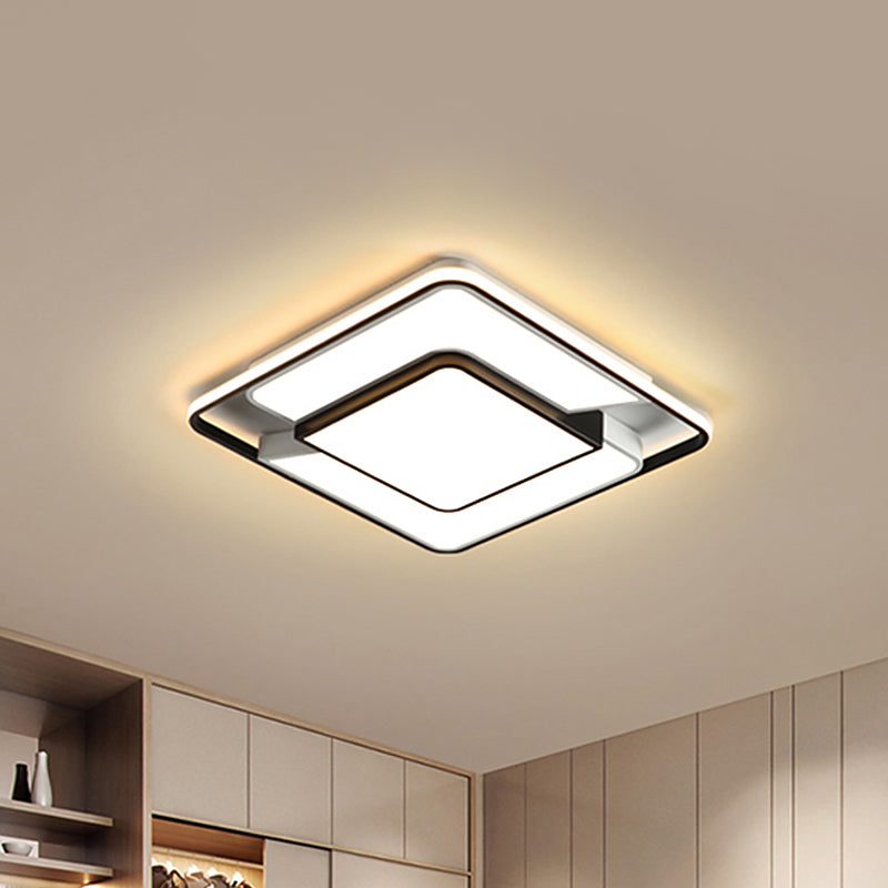 Modern Spliced Square Thin Ceiling Lamp Aluminum Bedroom LED Flush Mount Recessed Lighting in Black-White, 18"/21.5" Wide Clearhalo 'Ceiling Lights' 'Close To Ceiling Lights' 'Close to ceiling' 'Flush mount' Lighting' 1460674