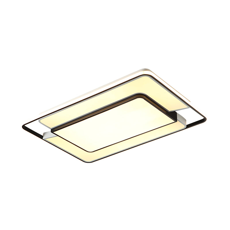 2-Rectangle Thin Ceiling Lamp Modern Aluminum Black and White LED Flush Light Fixture for Living Room Clearhalo 'Ceiling Lights' 'Close To Ceiling Lights' 'Close to ceiling' 'Flush mount' Lighting' 1460695