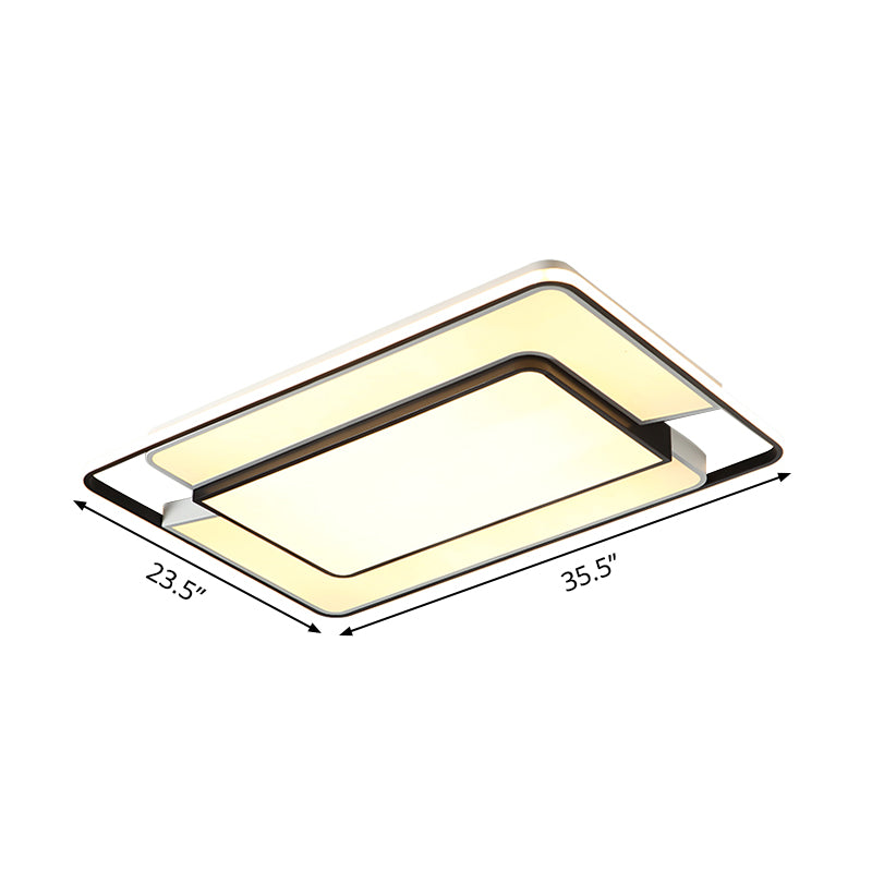 2-Rectangle Thin Ceiling Lamp Modern Aluminum Black and White LED Flush Light Fixture for Living Room Clearhalo 'Ceiling Lights' 'Close To Ceiling Lights' 'Close to ceiling' 'Flush mount' Lighting' 1460696