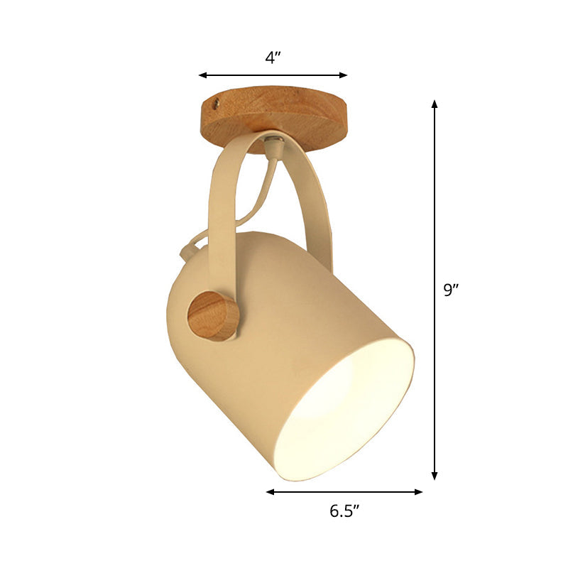 Small Elongated Dome Semi Mount Lighting Nordic Metal 1-Light White Ceiling Fixture with Adjustable Handle Clearhalo 'Ceiling Lights' 'Close To Ceiling Lights' 'Close to ceiling' 'Semi-flushmount' Lighting' 1460712