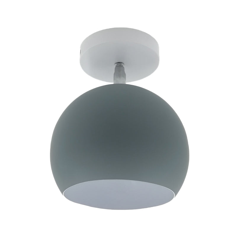 Small Half Sphere Adjustable Flush Mount Macaron Aluminum 1 Bulb Yellow/Pink/Grey Semi Flush Mount Lighting Fixture Clearhalo 'Ceiling Lights' 'Close To Ceiling Lights' 'Close to ceiling' 'Semi-flushmount' Lighting' 1460754