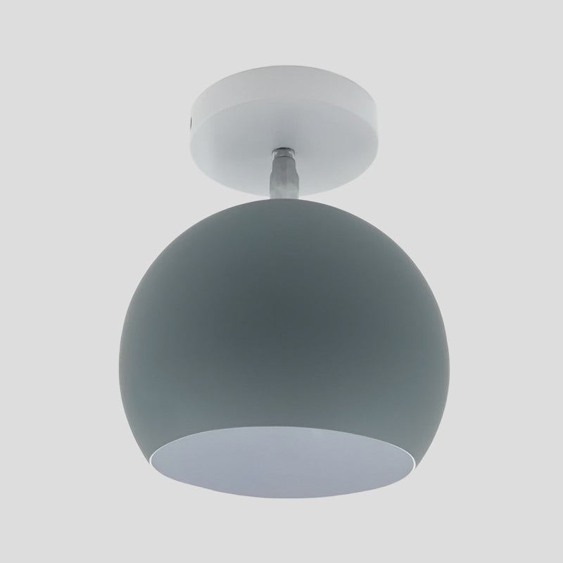 Small Half Sphere Adjustable Flush Mount Macaron Aluminum 1 Bulb Yellow/Pink/Grey Semi Flush Mount Lighting Fixture Clearhalo 'Ceiling Lights' 'Close To Ceiling Lights' 'Close to ceiling' 'Semi-flushmount' Lighting' 1460755