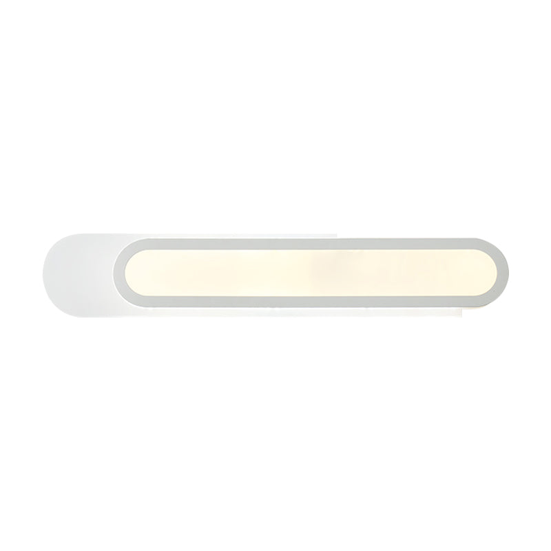 LED Bathroom Vanity Light with Oblong Acrylic Shade White Wall Sconce in Warm/White Light, 12"/18"/20" Wide Clearhalo 'Modern wall lights' 'Modern' 'Vanity Lights' 'Wall Lights' Lighting' 146272