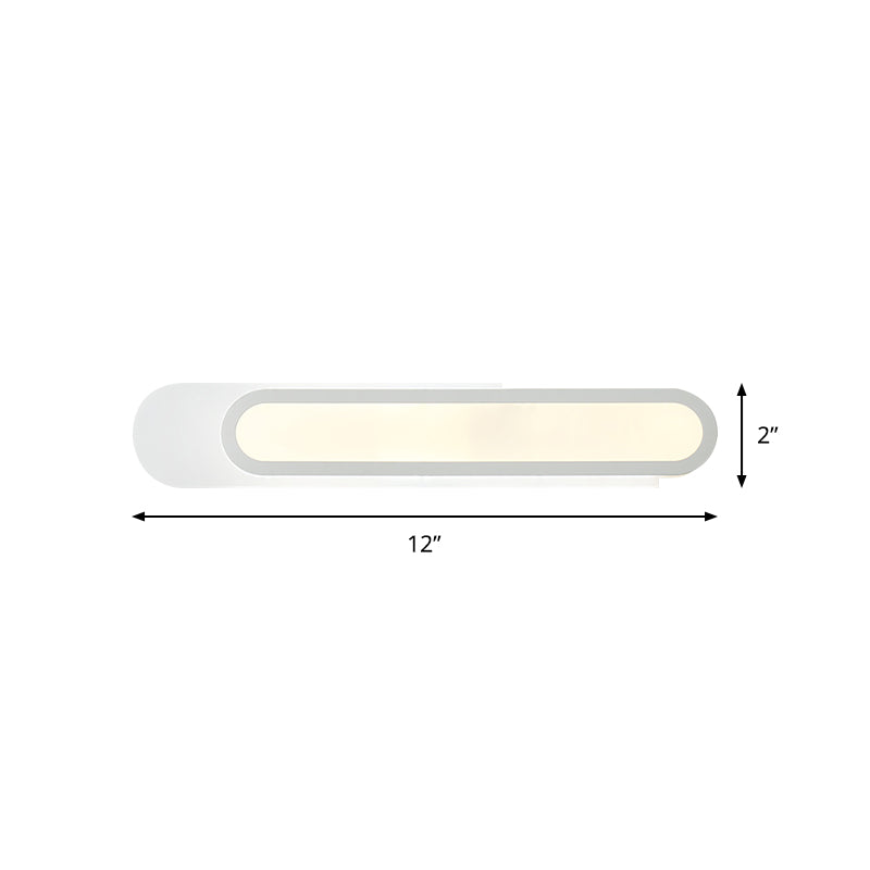 LED Bathroom Vanity Light with Oblong Acrylic Shade White Wall Sconce in Warm/White Light, 12"/18"/20" Wide Clearhalo 'Modern wall lights' 'Modern' 'Vanity Lights' 'Wall Lights' Lighting' 146273