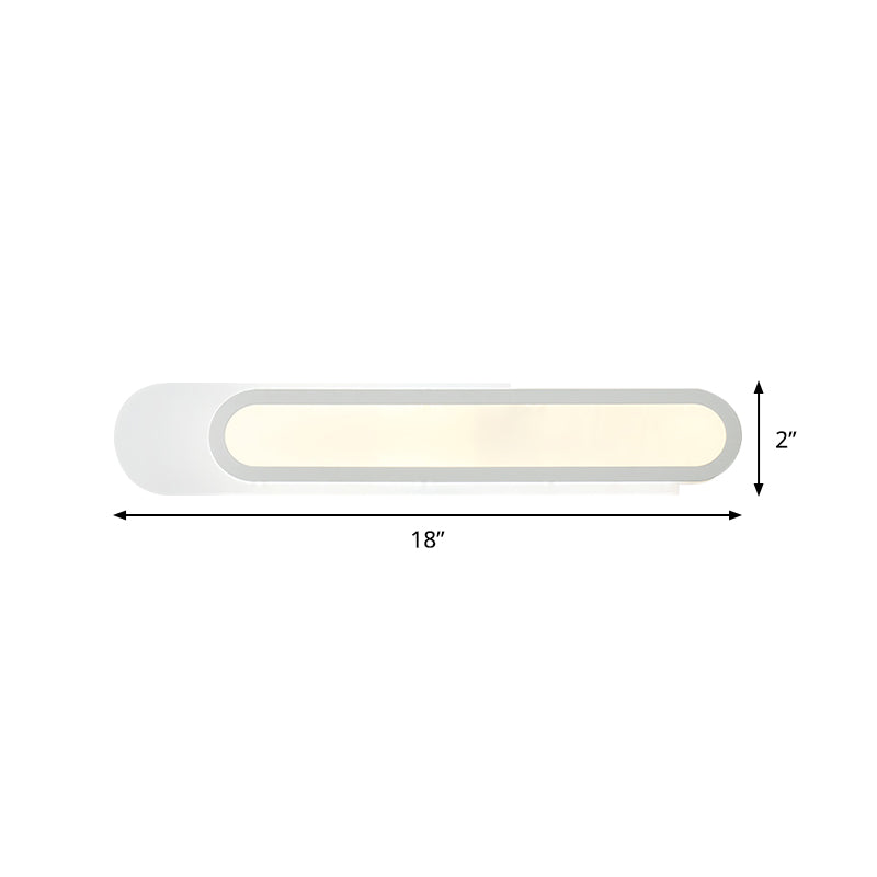 LED Bathroom Vanity Light with Oblong Acrylic Shade White Wall Sconce in Warm/White Light, 12"/18"/20" Wide Clearhalo 'Modern wall lights' 'Modern' 'Vanity Lights' 'Wall Lights' Lighting' 146274