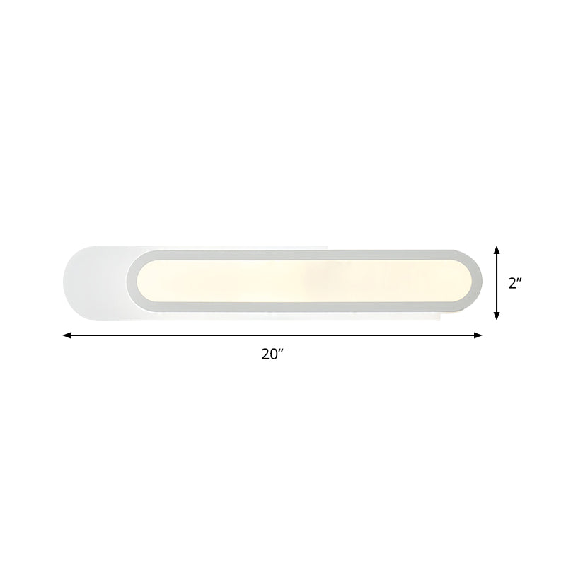 LED Bathroom Vanity Light with Oblong Acrylic Shade White Wall Sconce in Warm/White Light, 12"/18"/20" Wide Clearhalo 'Modern wall lights' 'Modern' 'Vanity Lights' 'Wall Lights' Lighting' 146275