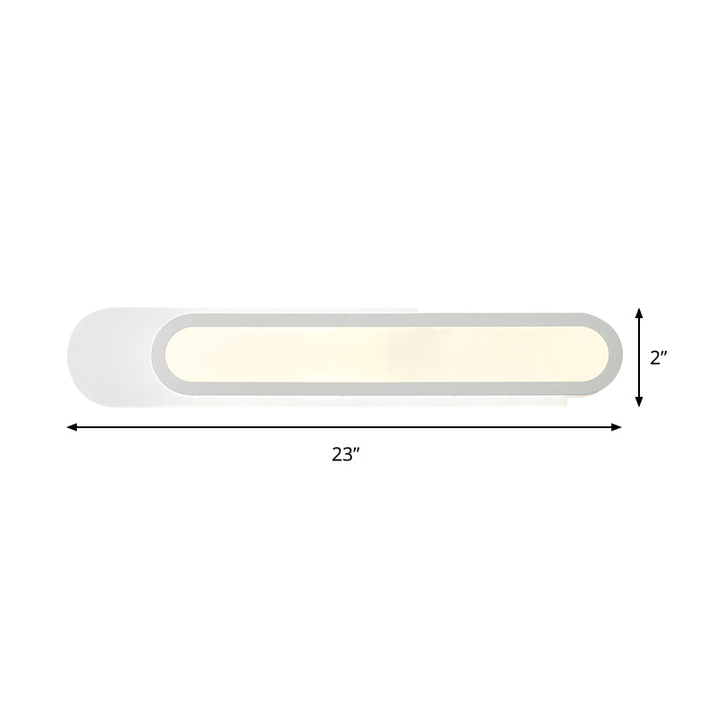 LED Bathroom Vanity Light with Oblong Acrylic Shade White Wall Sconce in Warm/White Light, 12"/18"/20" Wide Clearhalo 'Modern wall lights' 'Modern' 'Vanity Lights' 'Wall Lights' Lighting' 146276