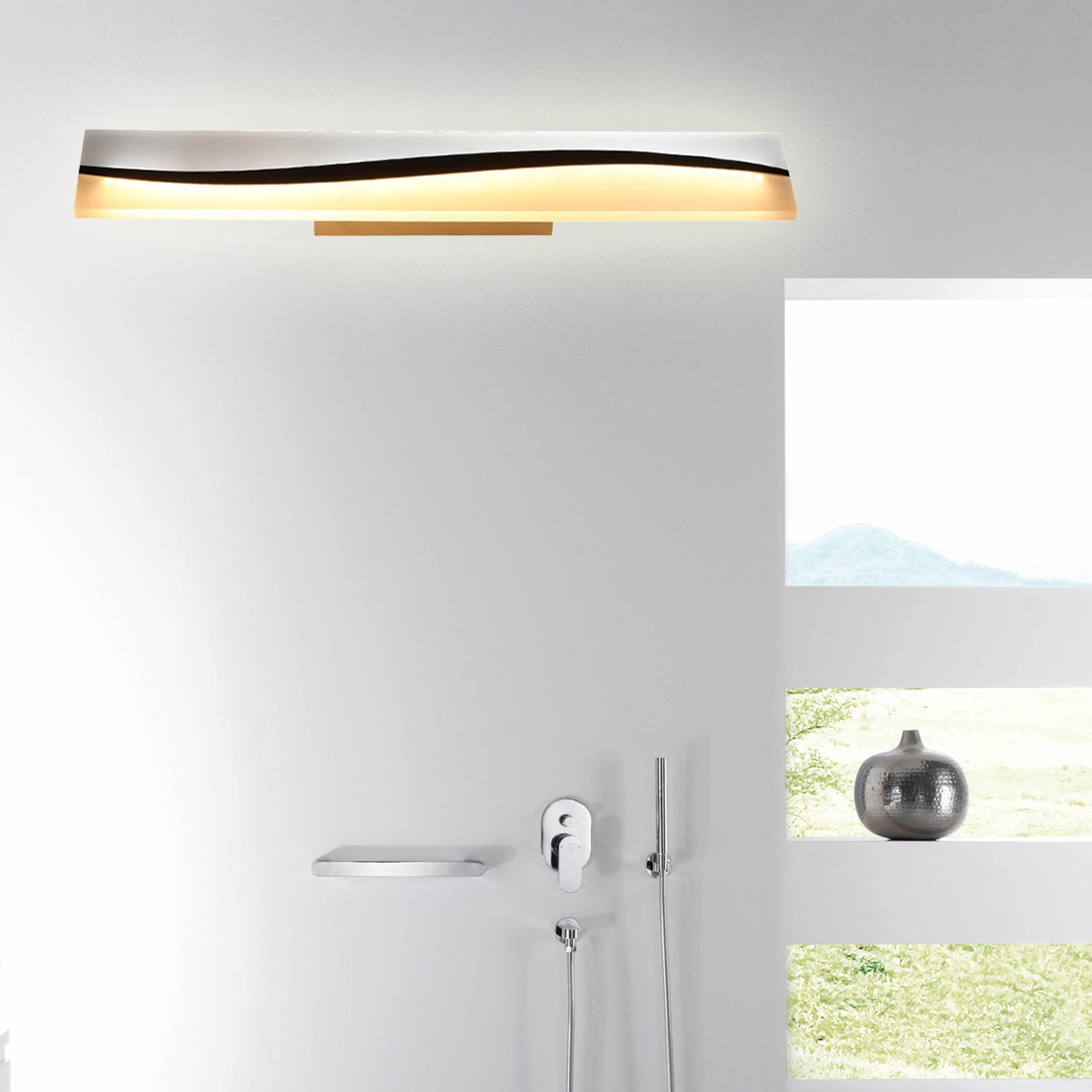 Acrylic Rectangular Vanity Mirror Lamp Simple 16"/19.5"/23" Wide LED Bath Light over Mirror in Warm/White, Water And Fog Resistant Clearhalo 'Modern wall lights' 'Modern' 'Vanity Lights' 'Wall Lights' Lighting' 146333