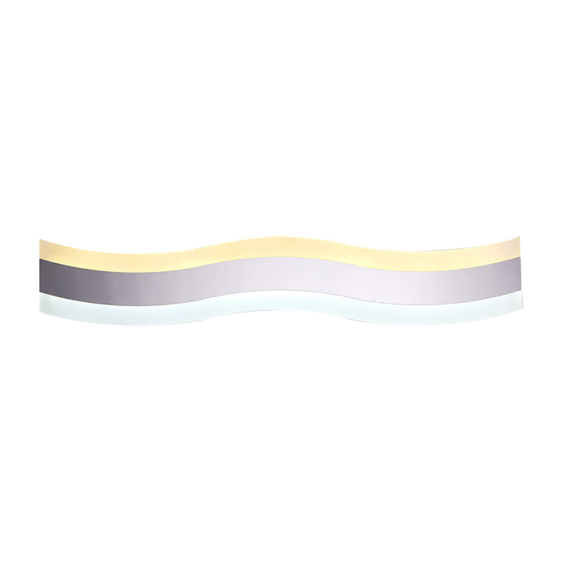 Wavy LED Bath Light Acrylic Single Light Minimalism Antifogging Vanity Mirror Light in Warm/White, 16"/19.5" Wide Clearhalo 'Modern wall lights' 'Modern' 'Vanity Lights' 'Wall Lights' Lighting' 146356