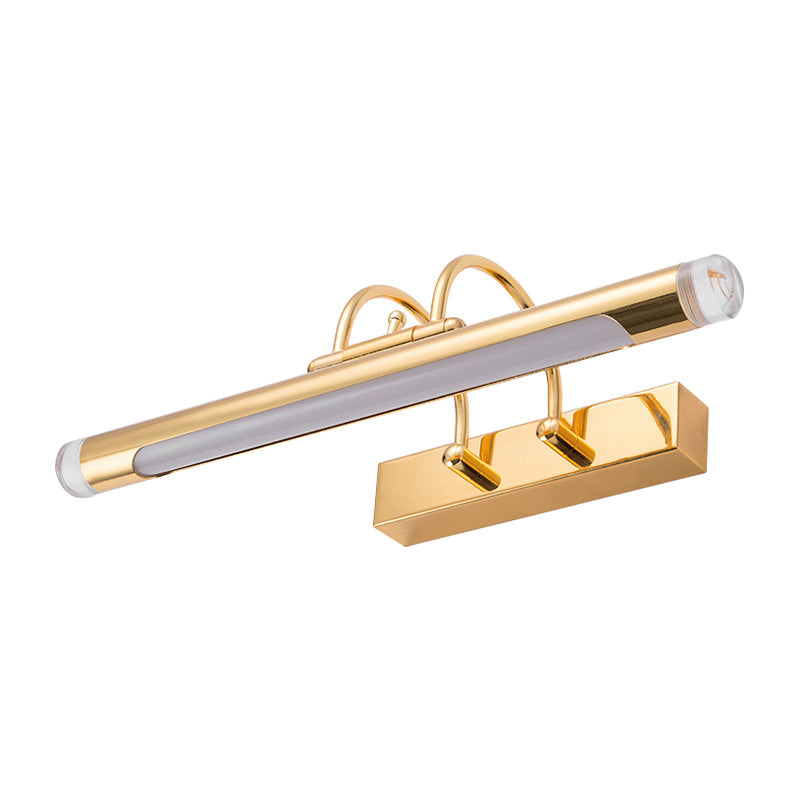16"/21" Wide Cylindrical Vanity Light Fixture Modernism Style Metallic LED Indoor Wall Lamp in Gold, Warm/White Lighting Clearhalo 'Cast Iron' 'Glass' 'Industrial' 'Modern wall lights' 'Modern' 'Tiffany' 'Traditional wall lights' 'Vanity Lights' 'Wall Lights' Lighting' 146655