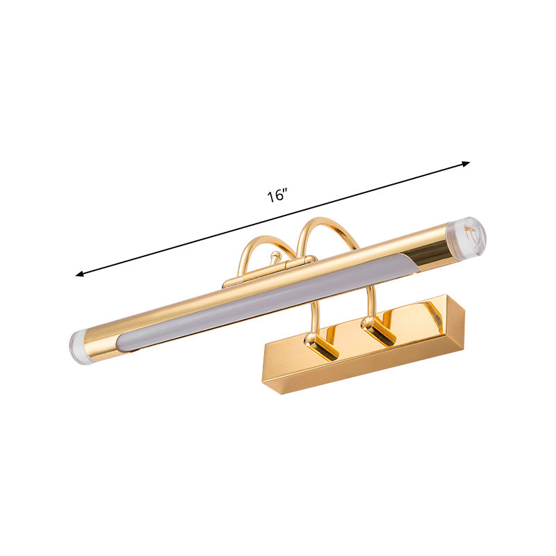 16"/21" Wide Cylindrical Vanity Light Fixture Modernism Style Metallic LED Indoor Wall Lamp in Gold, Warm/White Lighting Clearhalo 'Cast Iron' 'Glass' 'Industrial' 'Modern wall lights' 'Modern' 'Tiffany' 'Traditional wall lights' 'Vanity Lights' 'Wall Lights' Lighting' 146656