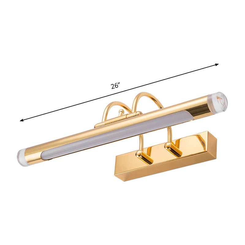 16"/21" Wide Cylindrical Vanity Light Fixture Modernism Style Metallic LED Indoor Wall Lamp in Gold, Warm/White Lighting Clearhalo 'Cast Iron' 'Glass' 'Industrial' 'Modern wall lights' 'Modern' 'Tiffany' 'Traditional wall lights' 'Vanity Lights' 'Wall Lights' Lighting' 146658