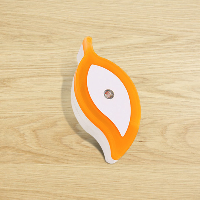 Plastic Leaf Mini Wall Lighting Ideas Cartoon Green/Pink/White Plug in LED Night Lamp for Kids Room Orange Clearhalo 'Night Lights' 'Wall Lights' Lighting' 1468239