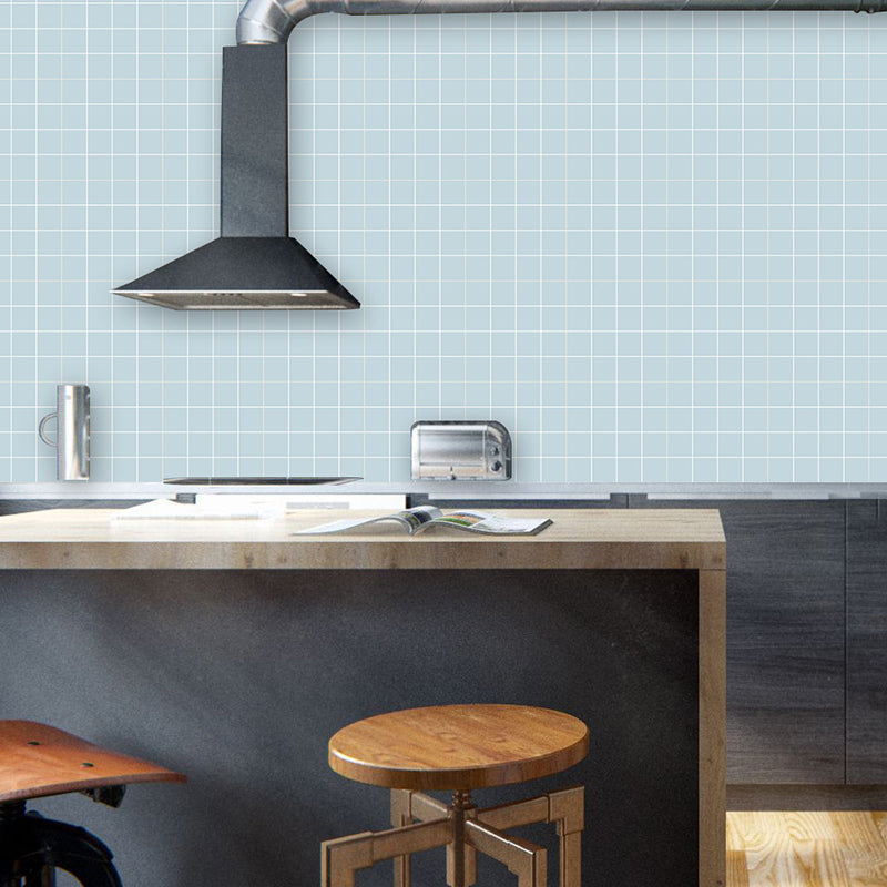 Minimalist Grid Wallpaper Panels for Kitchen 2.2-sq ft Wall Covering in Pastel Color, Easy Peel off Clearhalo 'Wall Decor' 'Wallpaper' 1468364