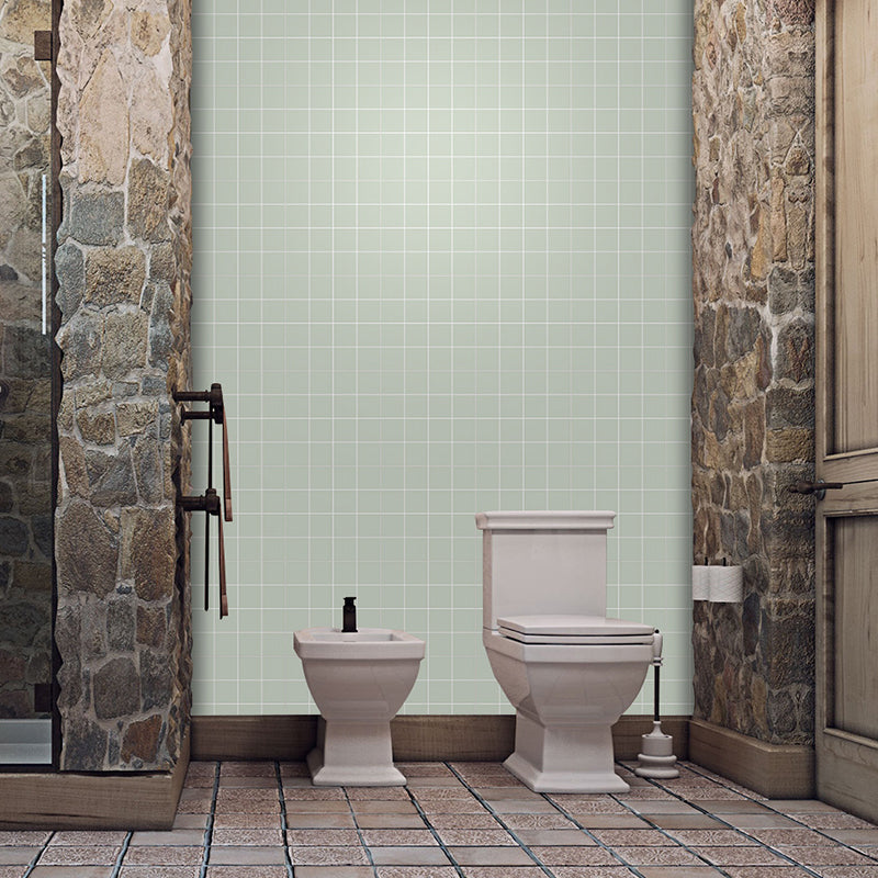 Minimalist Grid Wallpaper Panels for Kitchen 2.2-sq ft Wall Covering in Pastel Color, Easy Peel off Light Green Clearhalo 'Wall Decor' 'Wallpaper' 1468367