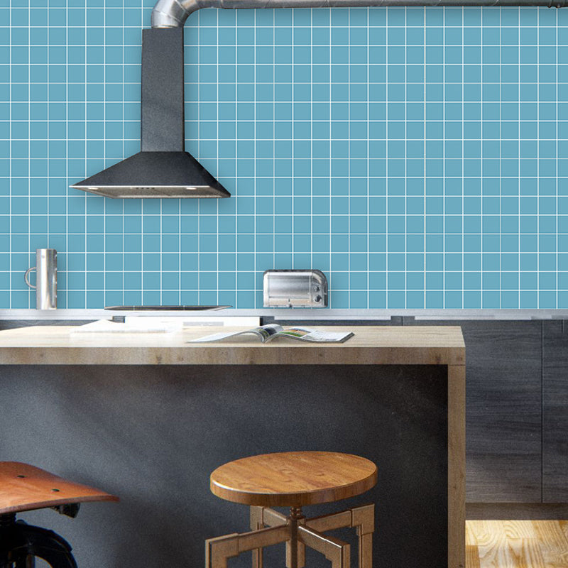 Minimalist Grid Wallpaper Panels for Kitchen 2.2-sq ft Wall Covering in Pastel Color, Easy Peel off Dark Blue Clearhalo 'Wall Decor' 'Wallpaper' 1468372