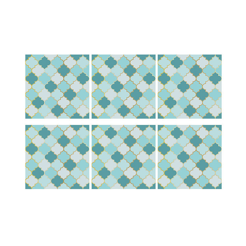 Aqua Quatrefoil Wallpaper Panel Set Peel and Stick Modern Bathroom Wall Decoration Clearhalo 'Wall Decor' 'Wallpaper' 1468492