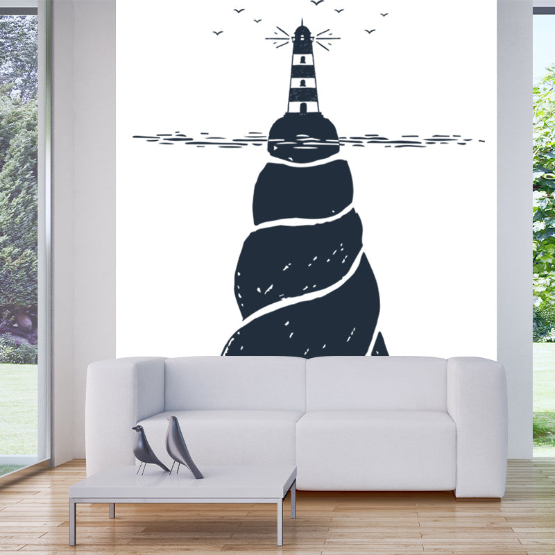 Illustration Spiral Seashell Wall Mural Large Wall Art for Home, Custom Size Available Clearhalo 'Wall Decor' 'Wall Mural' 1468558