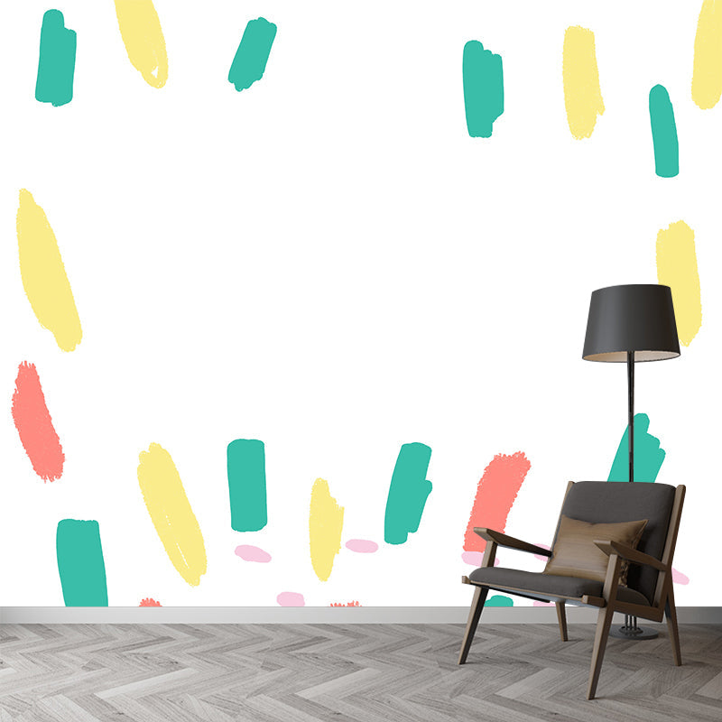 Full Size Brushstroke Mural for Kids Bedroom Abstract Wall Art in Green, Washable Clearhalo 'Wall Decor' 'Wall Mural' 1469284