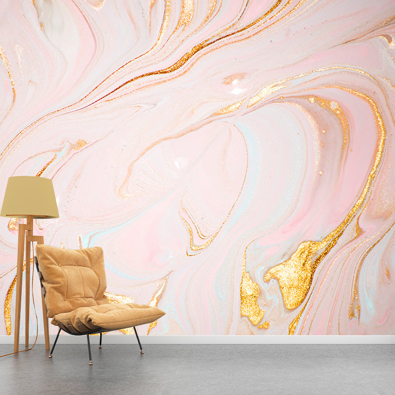Non-Woven Large Pink Mural Modernist Wave Print Wall Decoration, Customized Size Clearhalo 'Wall Decor' 'Wall Mural' 1469333