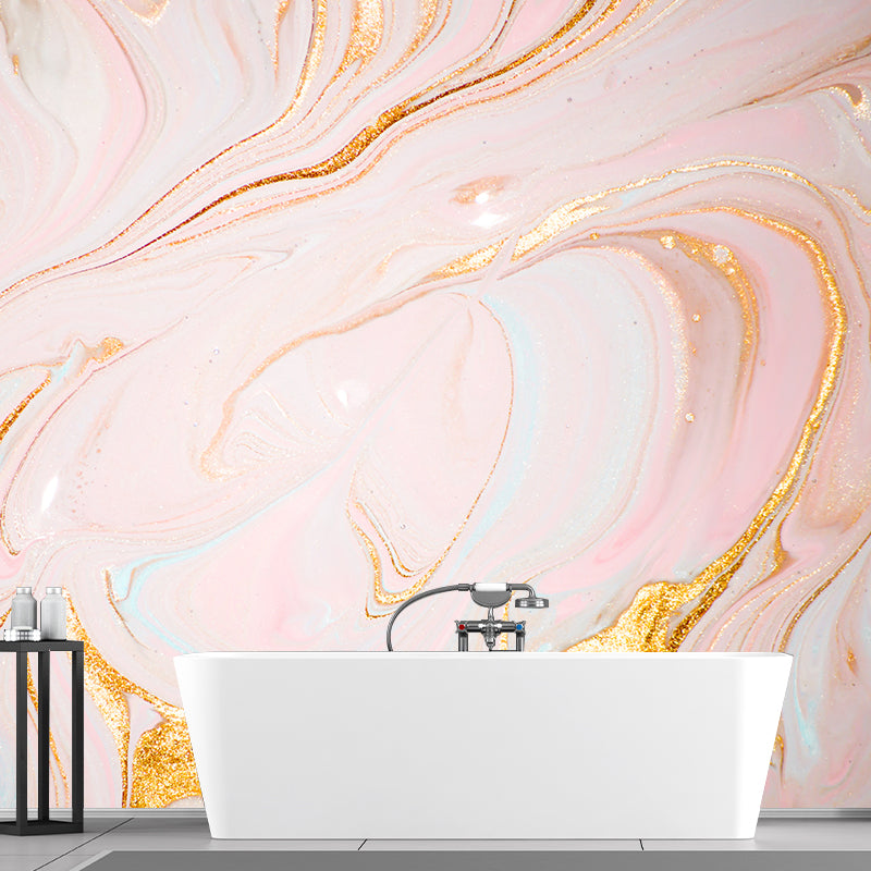 Non-Woven Large Pink Mural Modernist Wave Print Wall Decoration, Customized Size Clearhalo 'Wall Decor' 'Wall Mural' 1469334