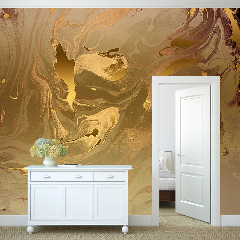 Illustration Wavy Effect Wall Mural Decal for Bedroom, Yellow, Custom Size Available Clearhalo 'Wall Decor' 'Wall Mural' 1469349