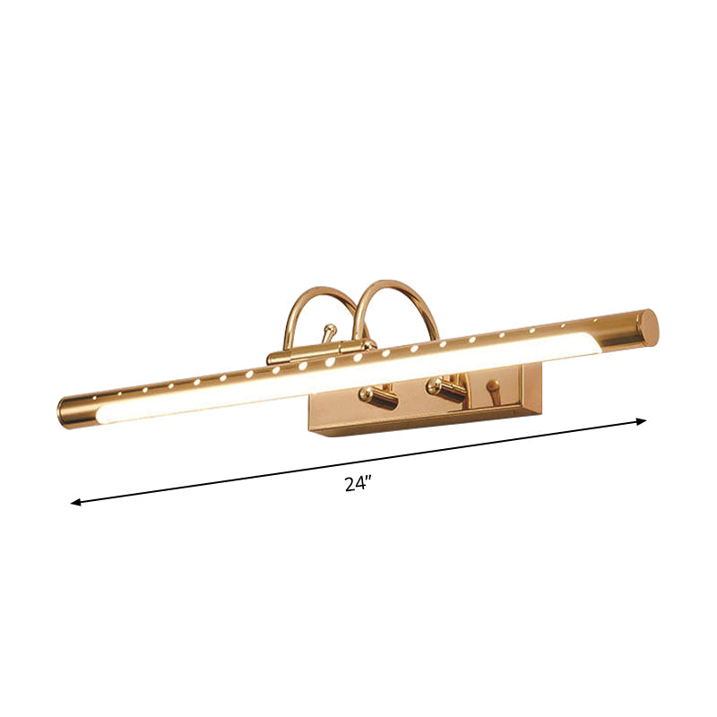 14"/19" Dia Tubed Wall Lighting with Arc Arm Modern Style Metal Warm/White Light LED Bathroom Vanity Light Fixture in Gold Clearhalo 'Cast Iron' 'Glass' 'Industrial' 'Modern wall lights' 'Modern' 'Tiffany' 'Traditional wall lights' 'Vanity Lights' 'Wall Lights' Lighting' 146956