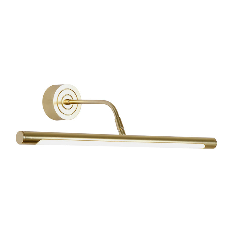 16"/20" W Slim Cylindrical Vanity Mirror Light Modernism Metal LED Golden Wall Mount Lamp for Bedroom, Warm/White Lighting Clearhalo 'Cast Iron' 'Glass' 'Industrial' 'Modern wall lights' 'Modern' 'Tiffany' 'Traditional wall lights' 'Vanity Lights' 'Wall Lights' Lighting' 147020