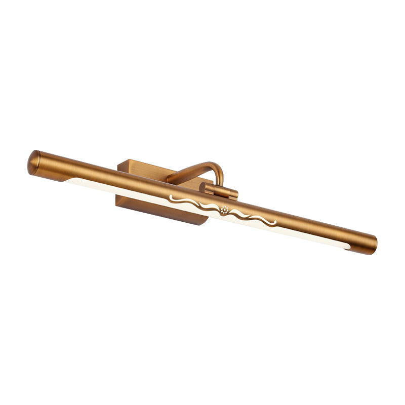 Vintage Linear Wall Mounted Light with Straight Arm Metal 18"/22.5" Wide LED Bedroom Vanity Lighting in Bronze Clearhalo 'Cast Iron' 'Glass' 'Industrial' 'Modern wall lights' 'Modern' 'Tiffany' 'Traditional wall lights' 'Vanity Lights' 'Wall Lights' Lighting' 147035
