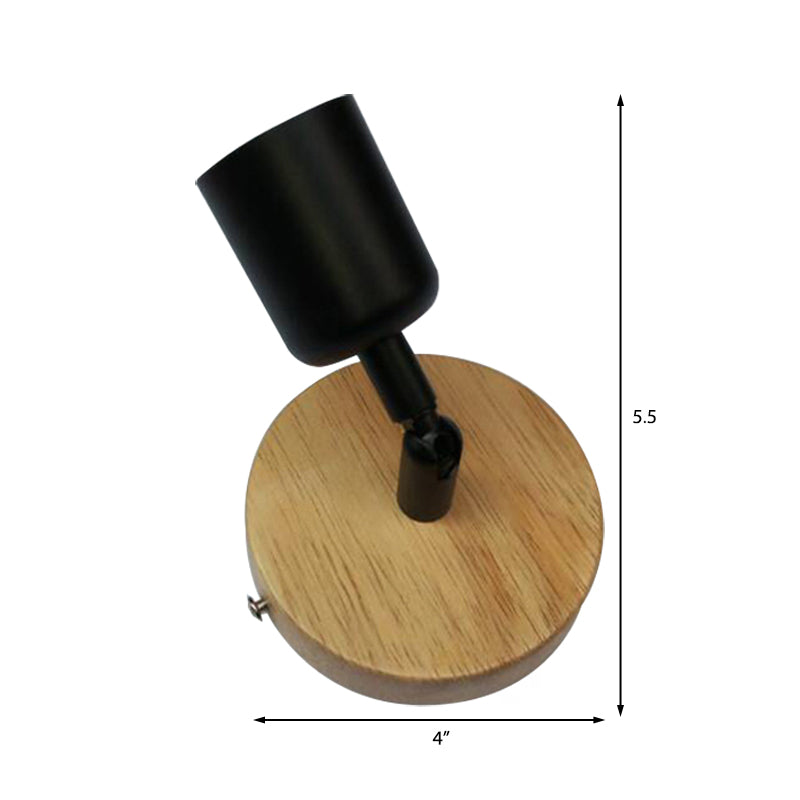 Minimalist Mini Wall Fixture Light with Cup Shaped 1 Light Wood and Metal Wall Lamp in Black Clearhalo 'Industrial wall lights' 'Industrial' 'Middle century wall lights' 'Rustic wall lights' 'Tiffany' 'Wall Lamps & Sconces' 'Wall Lights' Lighting' 147091