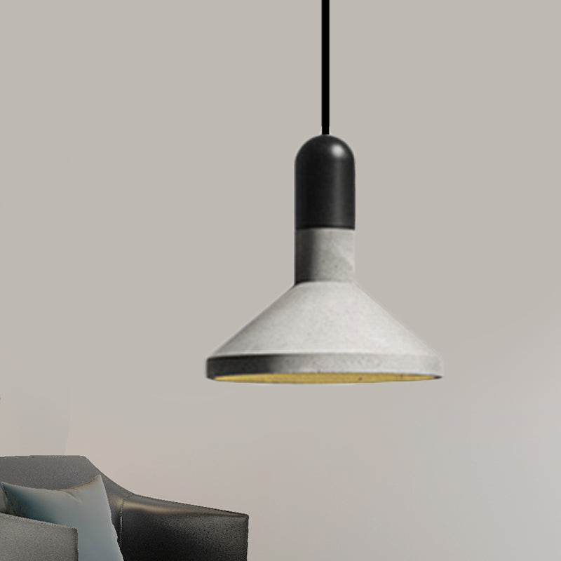 Cement Red/Black/Wood Hanging Lamp Pot-Lid 1 Light Loft Style Pendant Ceiling Light over Dining Table Clearhalo 'Ceiling Lights' 'Modern Pendants' 'Modern' 'Pendant Lights' 'Pendants' Lighting' 1472826
