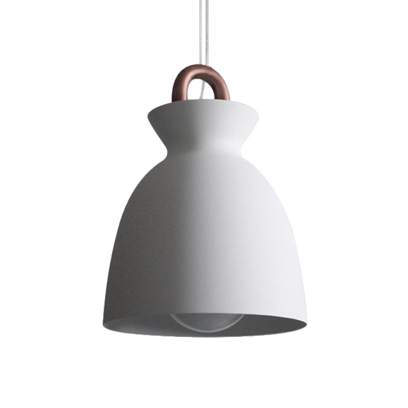 1 Head Pendant Light Fixture Iron Minimalism Dining Room Ceiling Lamp in White with Bowl/Cone/Bell Shade and Copper Handle Clearhalo 'Art Deco Pendants' 'Cast Iron' 'Ceiling Lights' 'Ceramic' 'Crystal' 'Industrial Pendants' 'Industrial' 'Metal' 'Middle Century Pendants' 'Pendant Lights' 'Pendants' 'Tiffany' Lighting' 1472838