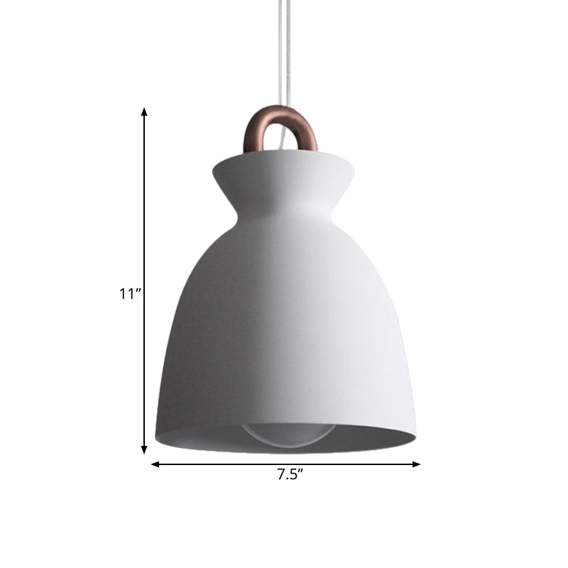 1 Head Pendant Light Fixture Iron Minimalism Dining Room Ceiling Lamp in White with Bowl/Cone/Bell Shade and Copper Handle Clearhalo 'Art Deco Pendants' 'Cast Iron' 'Ceiling Lights' 'Ceramic' 'Crystal' 'Industrial Pendants' 'Industrial' 'Metal' 'Middle Century Pendants' 'Pendant Lights' 'Pendants' 'Tiffany' Lighting' 1472839